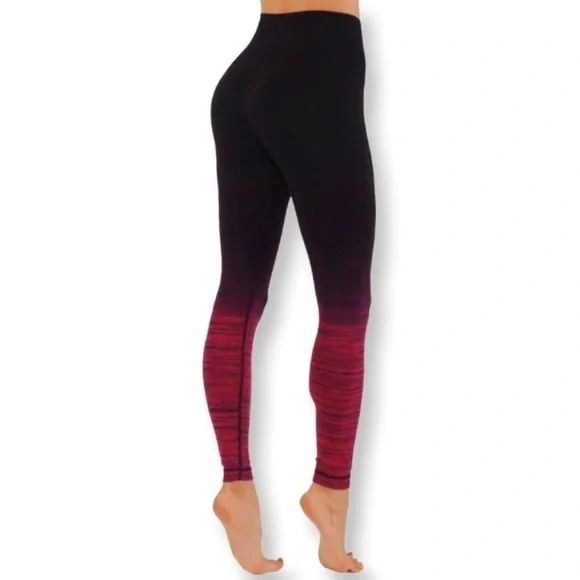CODEFIT Yoga Power Flex Ombré Black & Burgundy Leggings S/M - Picture 3 of 8